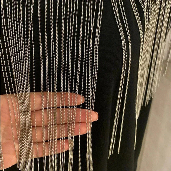 BALMAIN Wool Silver Metal Chain Fringe Embellished Tunic Dress 44 - Picture 6 of 8